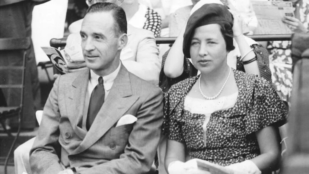 Edsel and Eleanor Ford enjoy a baseball game on July 13, 1934.